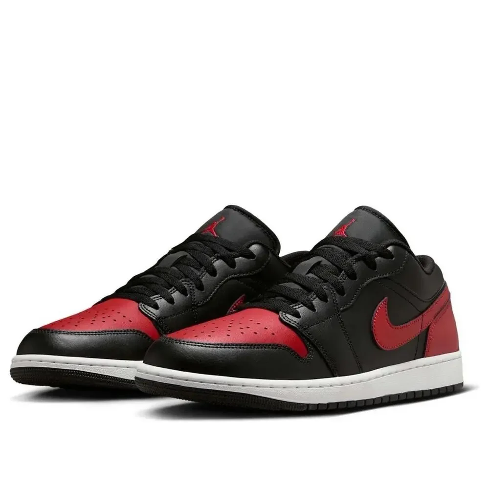 NEW Nike Air Jordan 1 Low Black Varsity Red White 553558-067 Men's Size 12